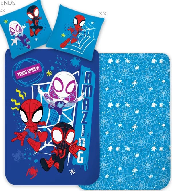 Sängkläder för barn - Spiderman Team Spidey  100 × 135 cm – 100 % bomull