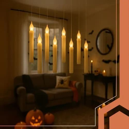 LED-ljus 12-pack – Hängande Halloweenljus med Trollstav