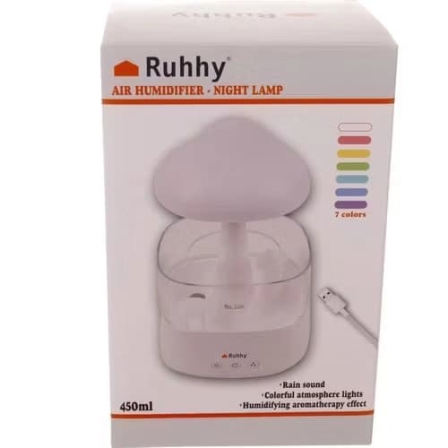 Mushroom-Shaped Humidifier with LED Night Lamp and Rain Effect
