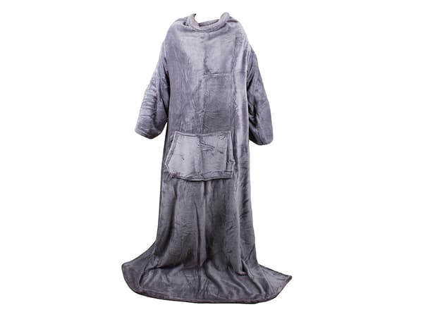 FILT MED ÄRMAR FLEECE VARM SWEATSHIRT MORGONRACK XXL GRÅ
