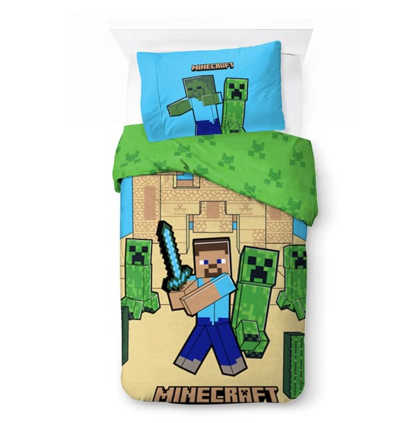 Sängkläder för barn Minecraft Sandslott 140×200 cm, 70×90 cm
