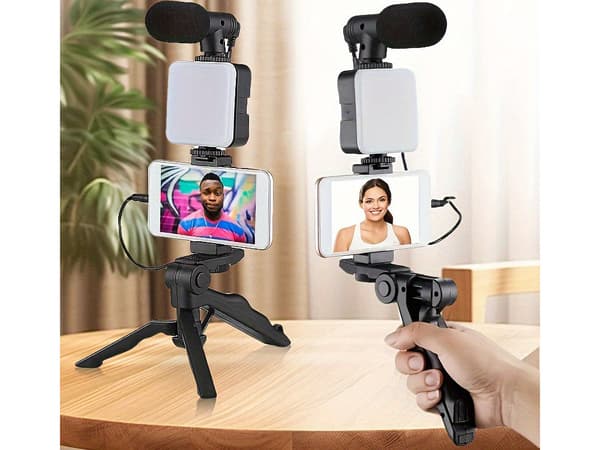Smartphone Vlogging Kit med Stativ & Mikrofon