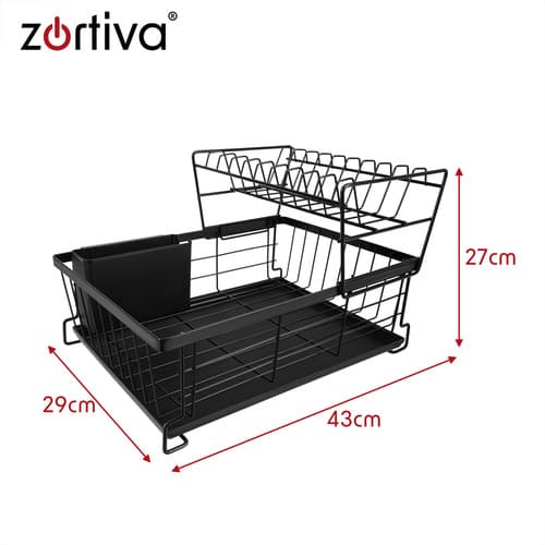 Diskställ 2 våningar 43 cm – Zortiva med droppbricka och bestickhållare