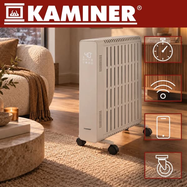 Arvell 2500W oljefyllt element med WiFi – vit