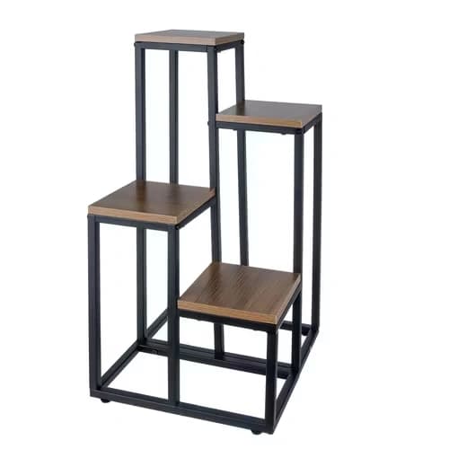 Blomsterställ Loft 4 Nivåer – Metallram & Trälook | Stabil & Hållbar