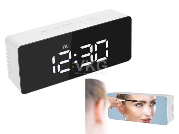 Väckarklocka LED-väckarklocka LED-timer LED-spegel alarm datum 4-i-1
