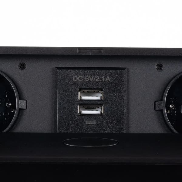 INFÄLLBART ELUTTAG / INBYGGT I BÄNKSKIVAN, SVART MED USB
