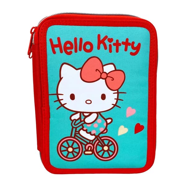 Hello Kitty Sweetheart fylld pennfodral 2-vånings – turkos