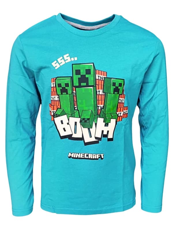 Minecraft Creeper Tshirt -barntröja med lång ärm, topp Blå 12 år/152 cm