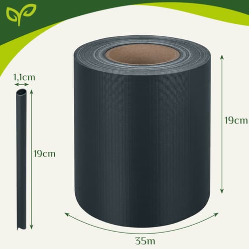 Premium Stängseltejp 630 g/m² + 25 Clips – Antracit