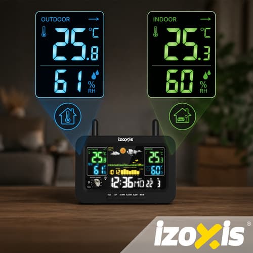 Trådlös väderstation IZOXIS – termometer, hygrometer och prognos 100 m