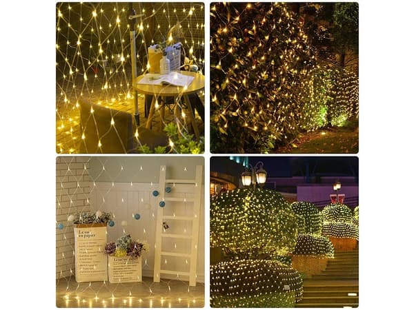 LED-ljusslinga i nät 100 LED – 2 × 1 m, varmvit, IP44