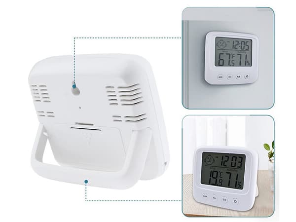 Termometer, hygrometer och elektronisk intern klocka