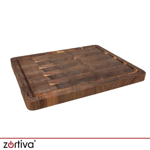 Skärbräda i akaciaträ 43 × 33 cm – massiv Zortiva serveringsbräda