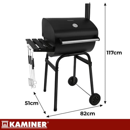 Kolgrill med lock och termometer – Kaminer trädgårdsgrill