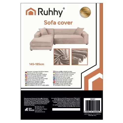 Sofföverdrag Hörnsoffa 145–185 cm Beige Sammet | RUHHY