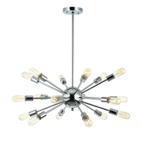 Big and modern ceiling lamp in chrome design for 18 light bulbs