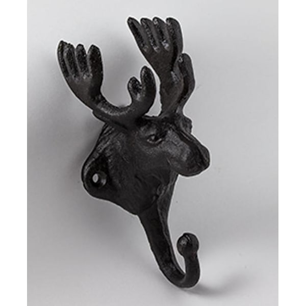 Virkelig fancy elghoved med en krog i støbejern 7,5 cm