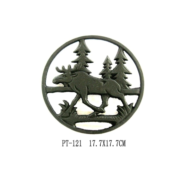 Gammaldags grytunderlägg älg i gjutjärn, svart 2pack