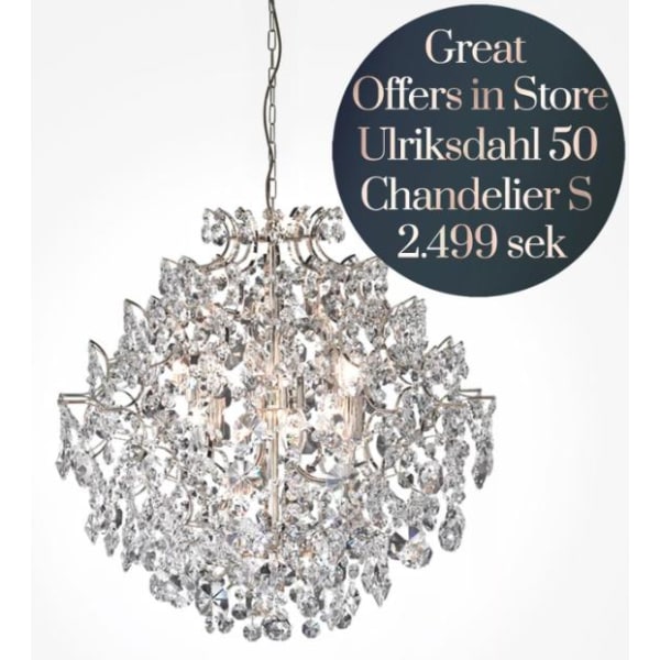 Smuk Ulriksdahl 50 Krystalkrone i Sølv Silver