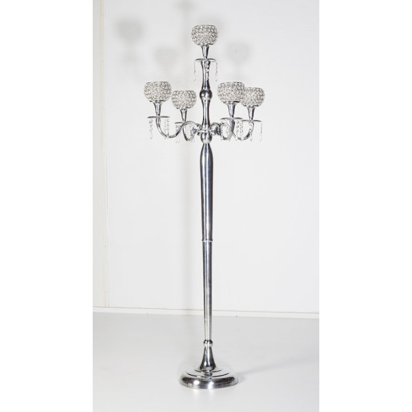 Candelabra 5 arme 160 cm høj, støbt og poleret aluminium