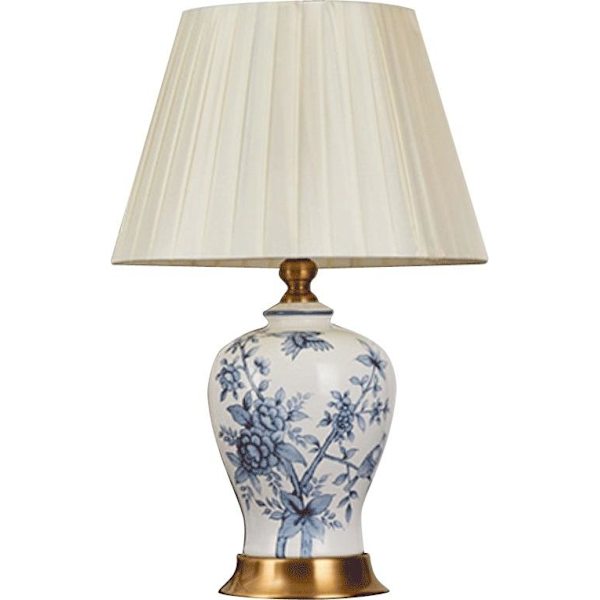 Sober bordslampa med handmålat motiv
