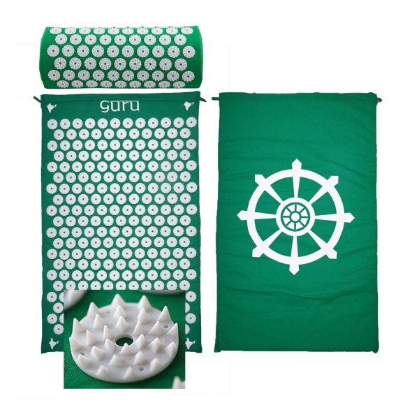 Guru-kynsimatto ja -tyyny vihreänä