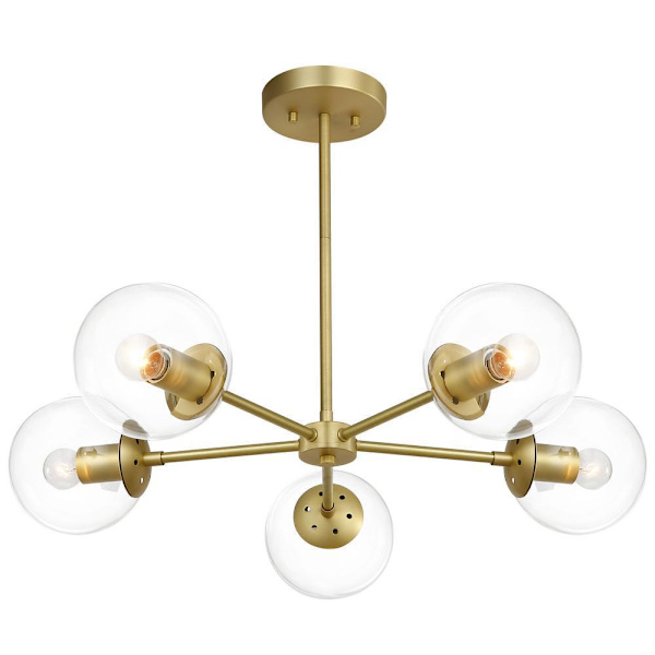 Exciting modern ceiling lamp with 5 glass shades, clear glass