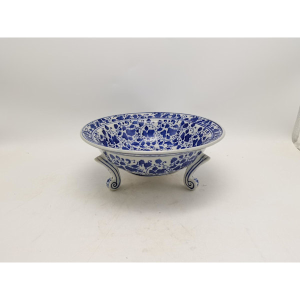 Fantastic fine hand-painted porcelain dish on feet, 33 cm