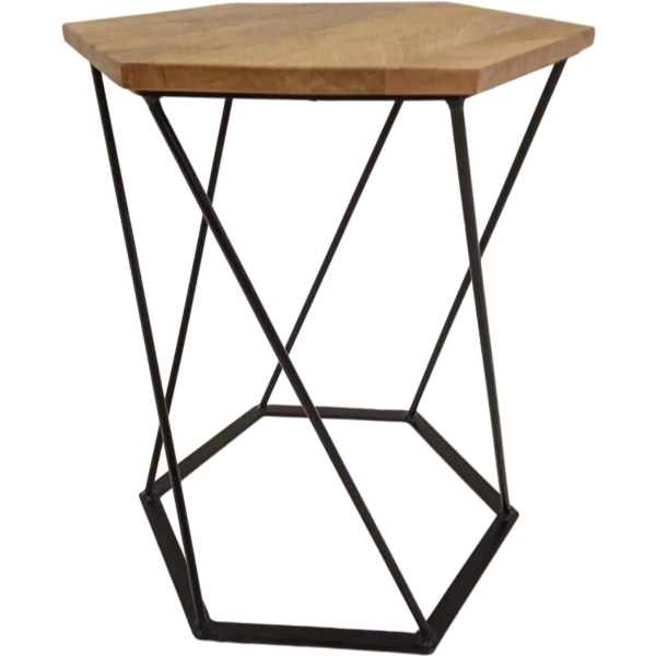 Handtillverkat bord i hexagonform i massivt trä