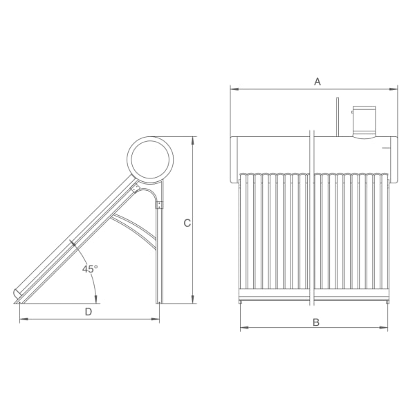 SIDITE SD-T 100L icke-trycksatt solfångare med expansionskärl