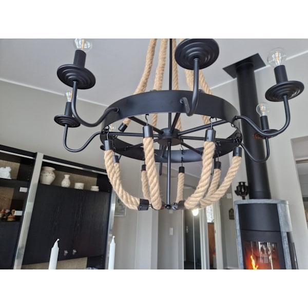 Exciting ceiling lamp made of steel and rope in marine model