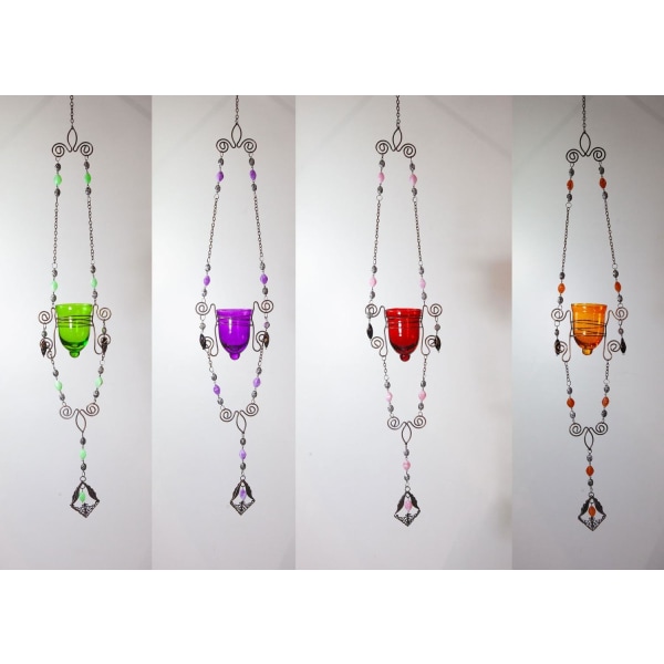 Nice hanging candle lanterns for tealights. 4 pack different