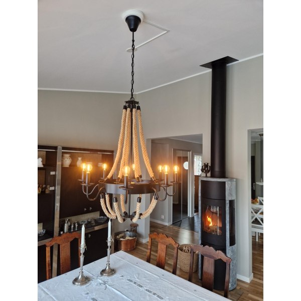 Exciting ceiling lamp made of steel and rope in marine model