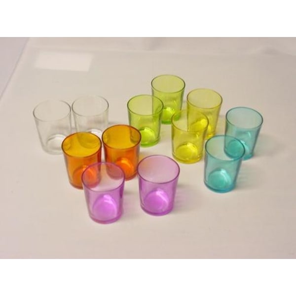 Glas eller Varme lysestager i forskellige farver 12 stk