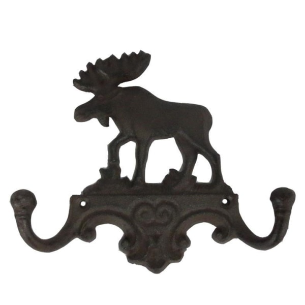 Stilfuld dobbeltkrog med elgmotiv i sort støbejern
