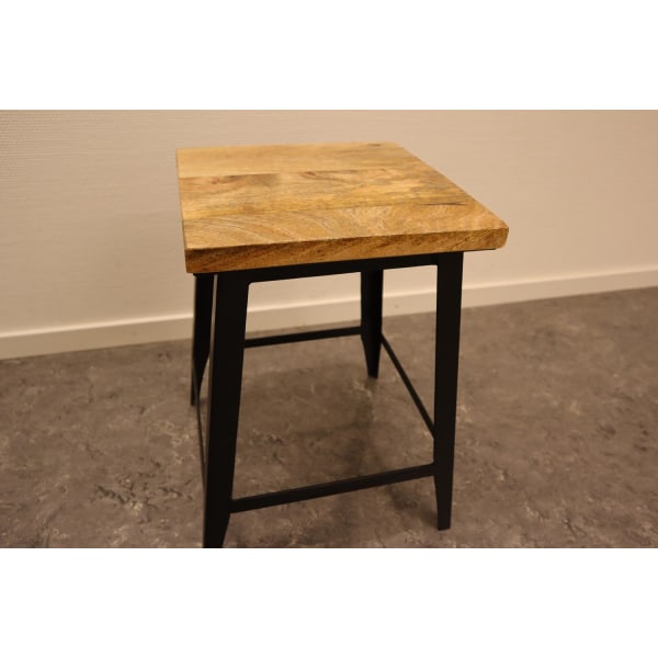 Stylish stool in wood and wrought iron
