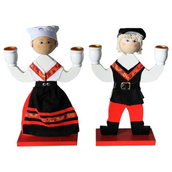 Två ljusstakar, allmoge