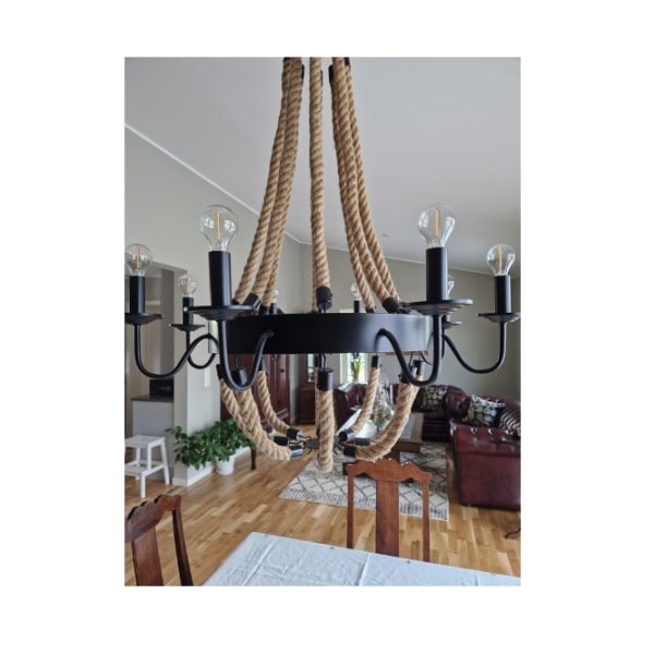 Exciting ceiling lamp made of steel and rope in marine model