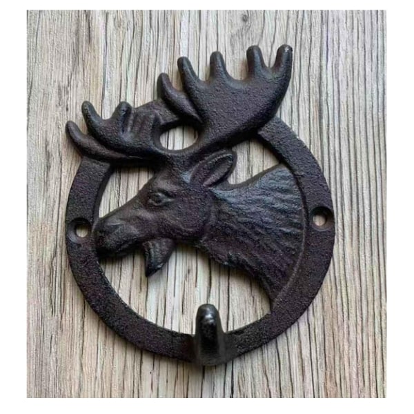 Stylish hook with moose motif in black cast iron 4 pcs