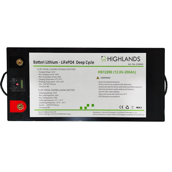 Premium Lithium batteri 12 V, 200 Ah