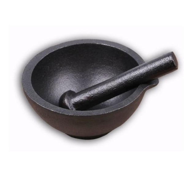 A very stylish mortar in cast iron. Black