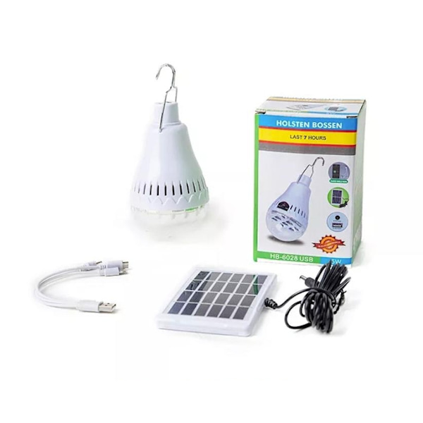 LED solcellslampa HB-6028, laddar & laddas med sol och USB 4pack