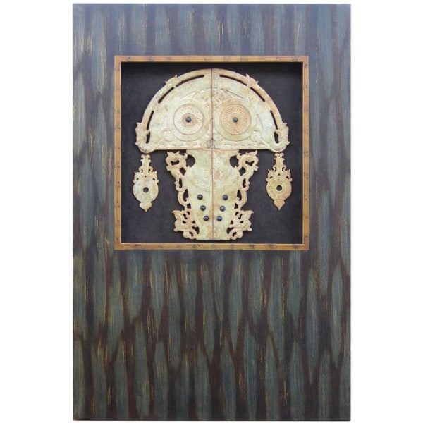 Stor tavla med en bred väl tilltagen ram, jade motiv 60 x 90 x 4 cm