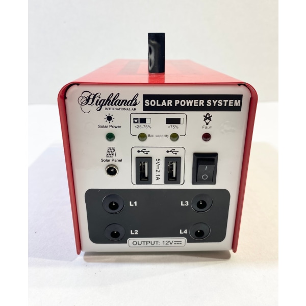 Emergency kit, solar-powered portable generator 10 watts, 84Wh