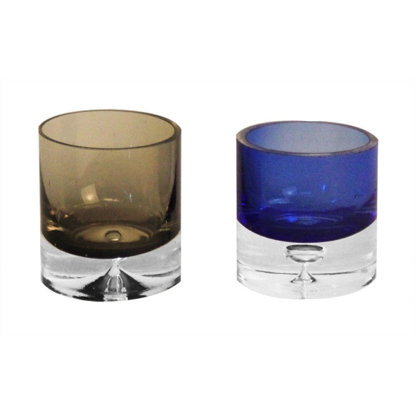 Små, elegante glaslygter, farver brun & blå x 12