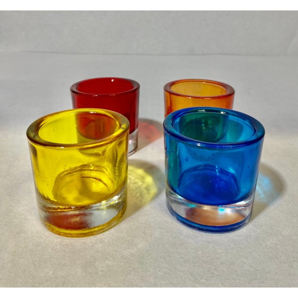 Flotte lyslygter i glas, sæt af fire i forskellige farver
