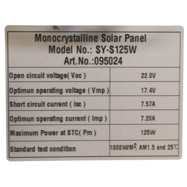 Monokrystallinsk solpanelsæt 125W