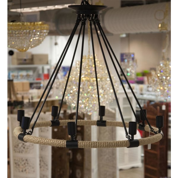 Delicious ceiling lamp in a rope design with 8 lamps