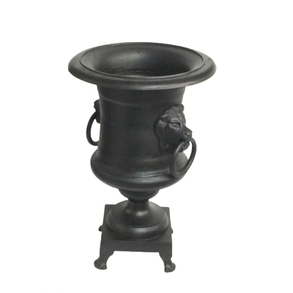 Pampig urna med lejon och fot, 90 cm, svart